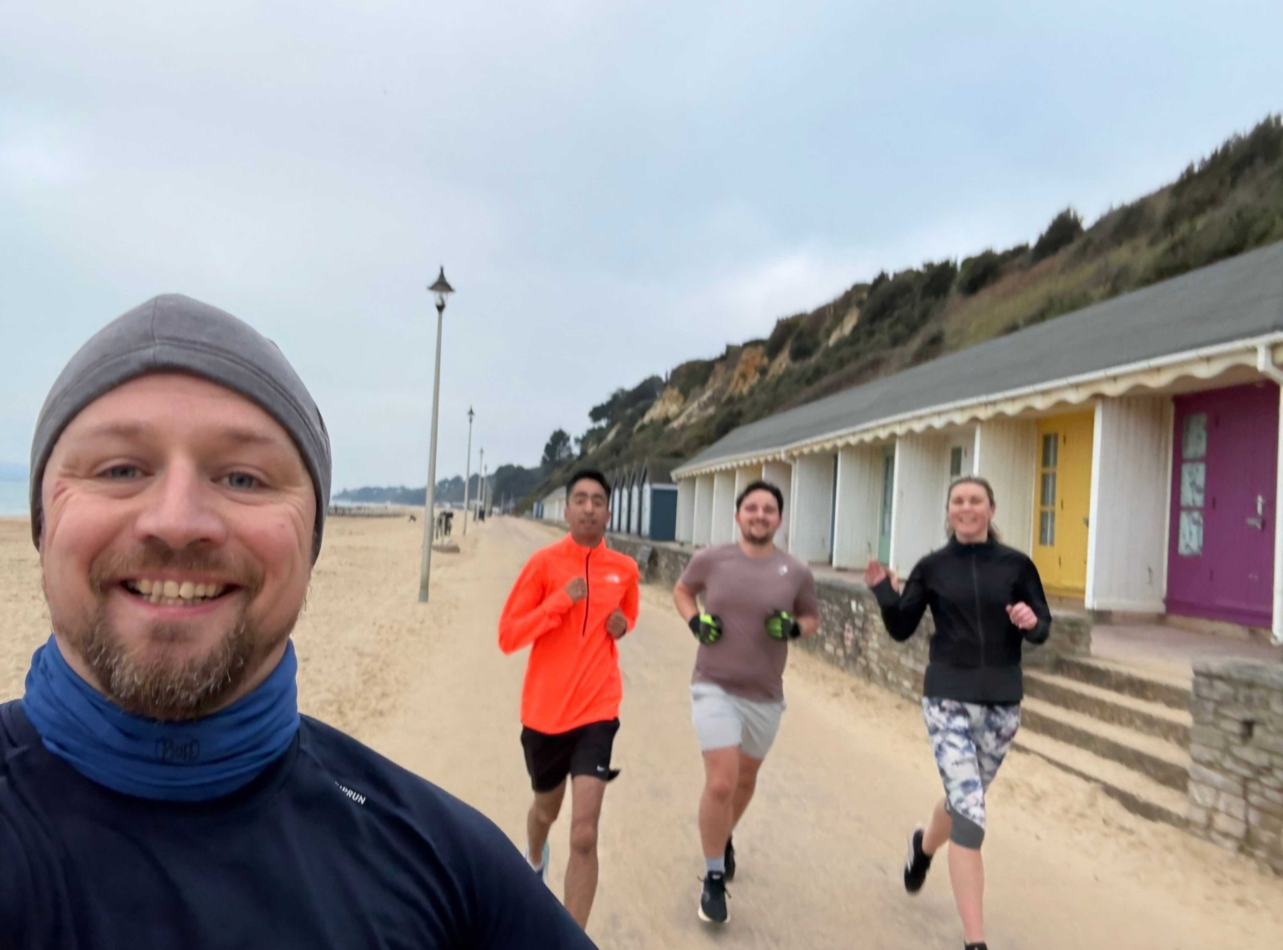 Some of the Gibe team on a beach run