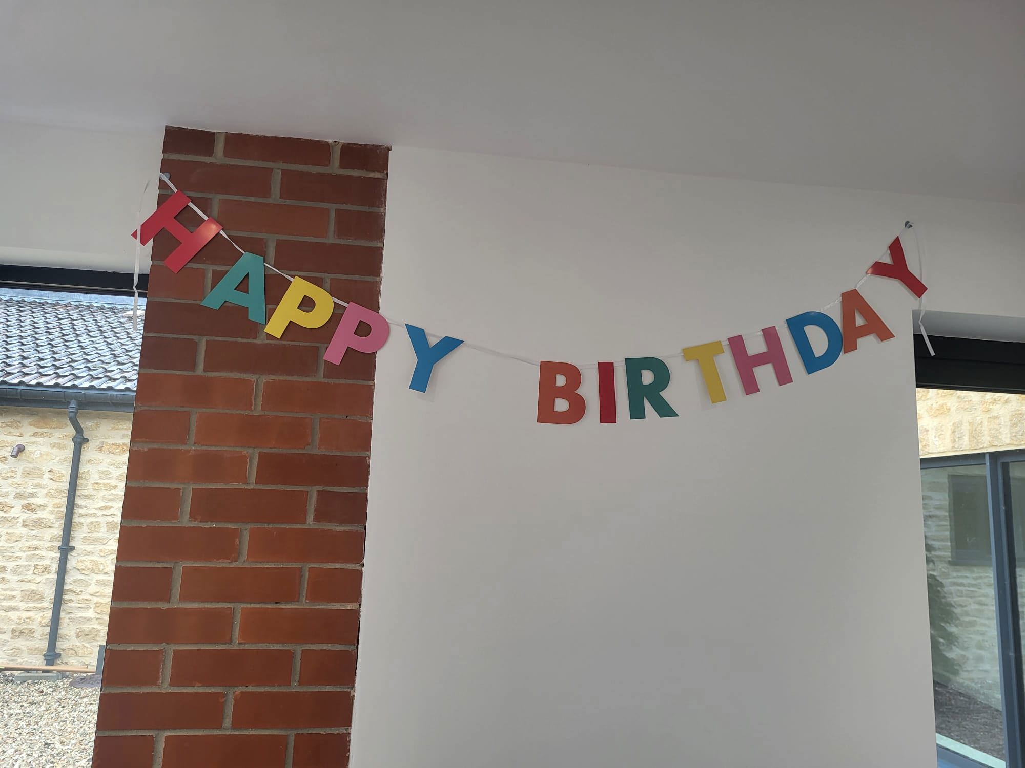 The birthday banner that was hung outside my room