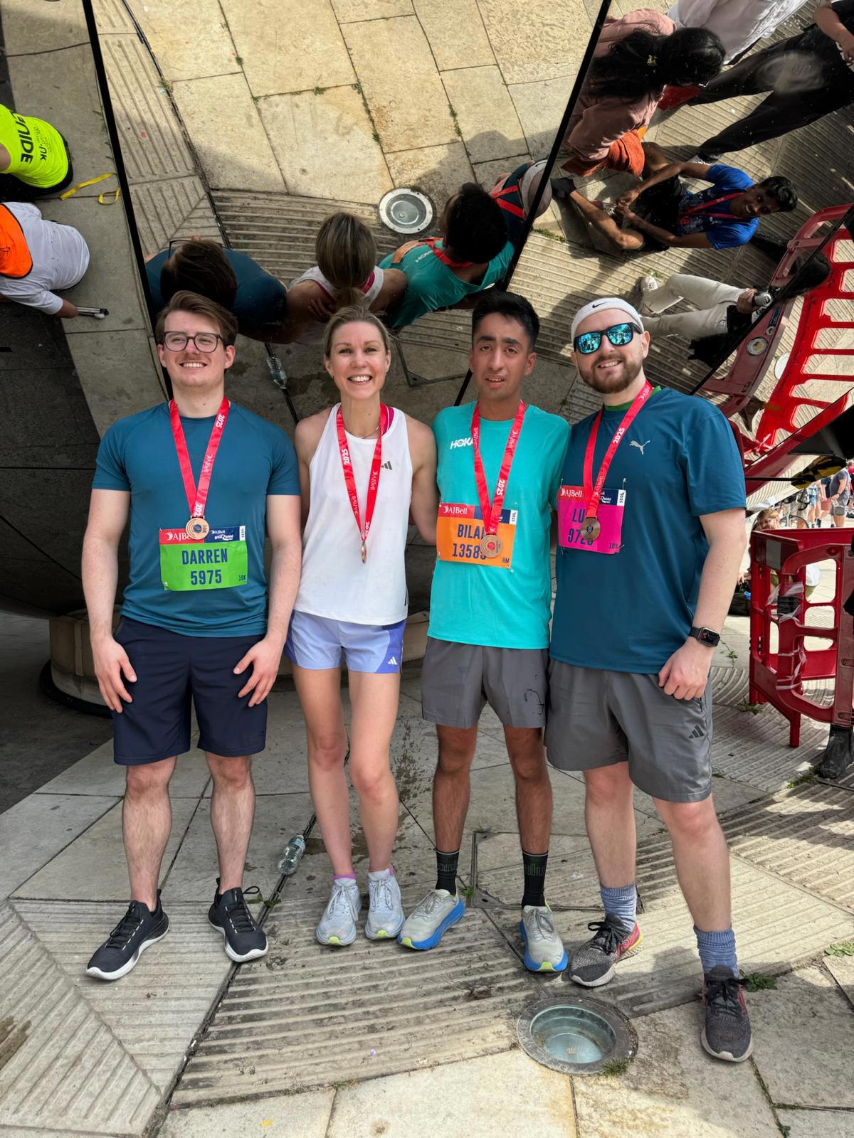 Happy and tired runners